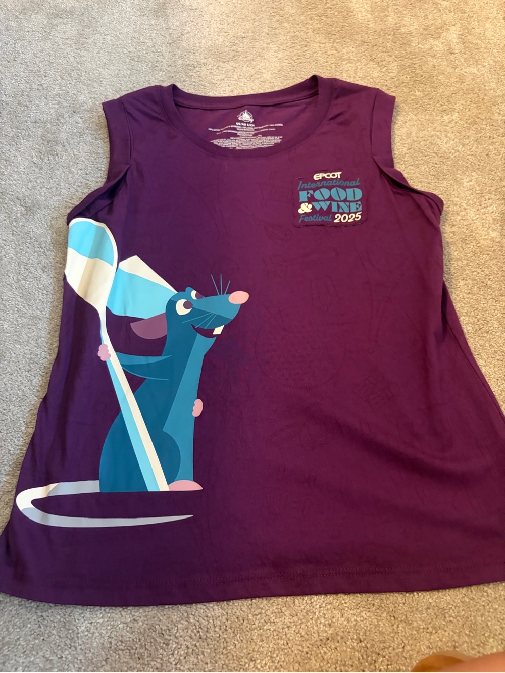 Disney Purple Kids Tank Top with Blue Remy  Epcot food and wine festival